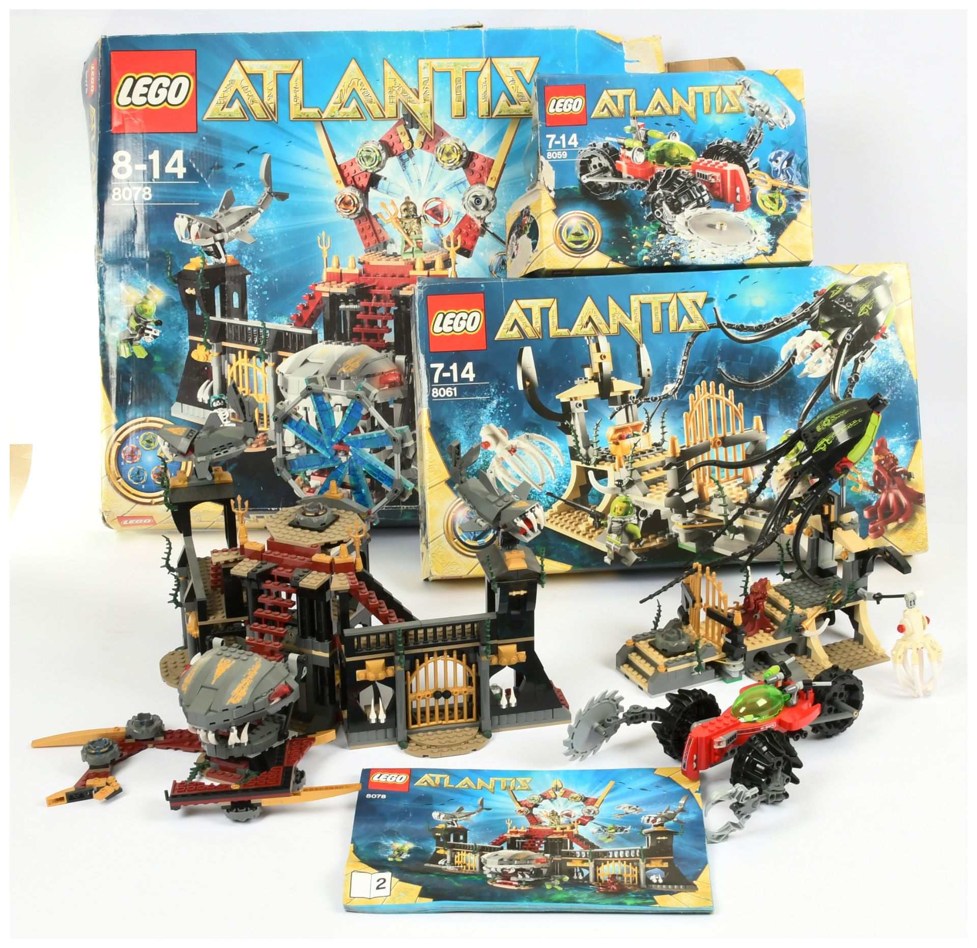 Lego Atlantis Group (1) 8078 Portal Of Atlantis (2) 8061 Gateway Of The Squid (3) 8059 Seabed Sca...
