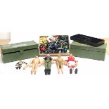 Hasbro modern Action Man, loose figures, part uniforms, weapons, 2 x ammo/kit storage boxes (1 ha...