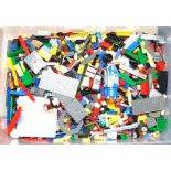 Lego a large unboxed quantity of loose items to include various colour parts, part built models, ...