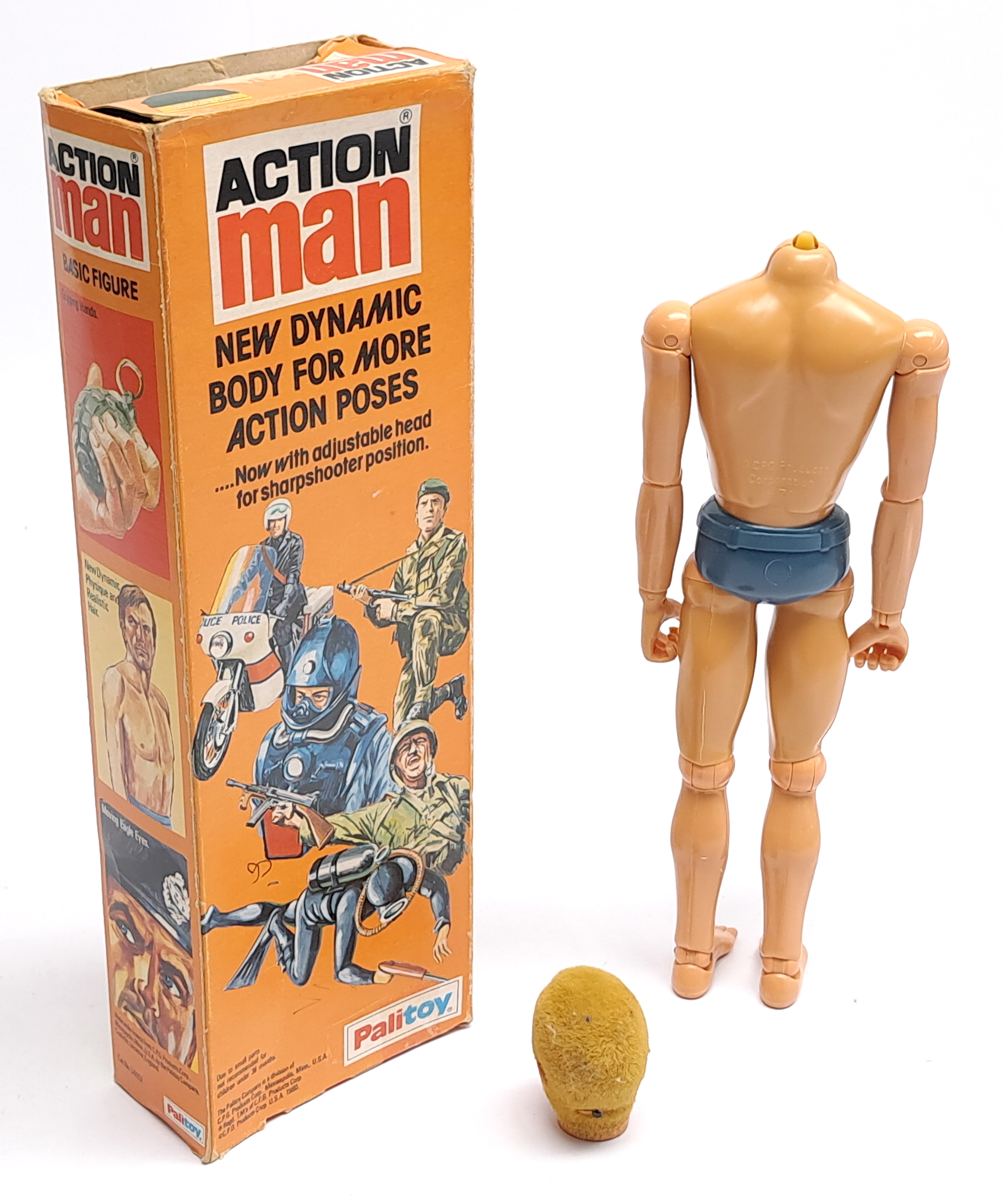 Palitoy Action Man vintage Basic Figure, flock hair, Eagle-Eyes, gripping hands, head is detached... - Image 2 of 2