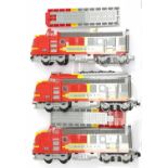 Lego Railway a group of Diesel Type Locomotives with "Santa Fe" logos