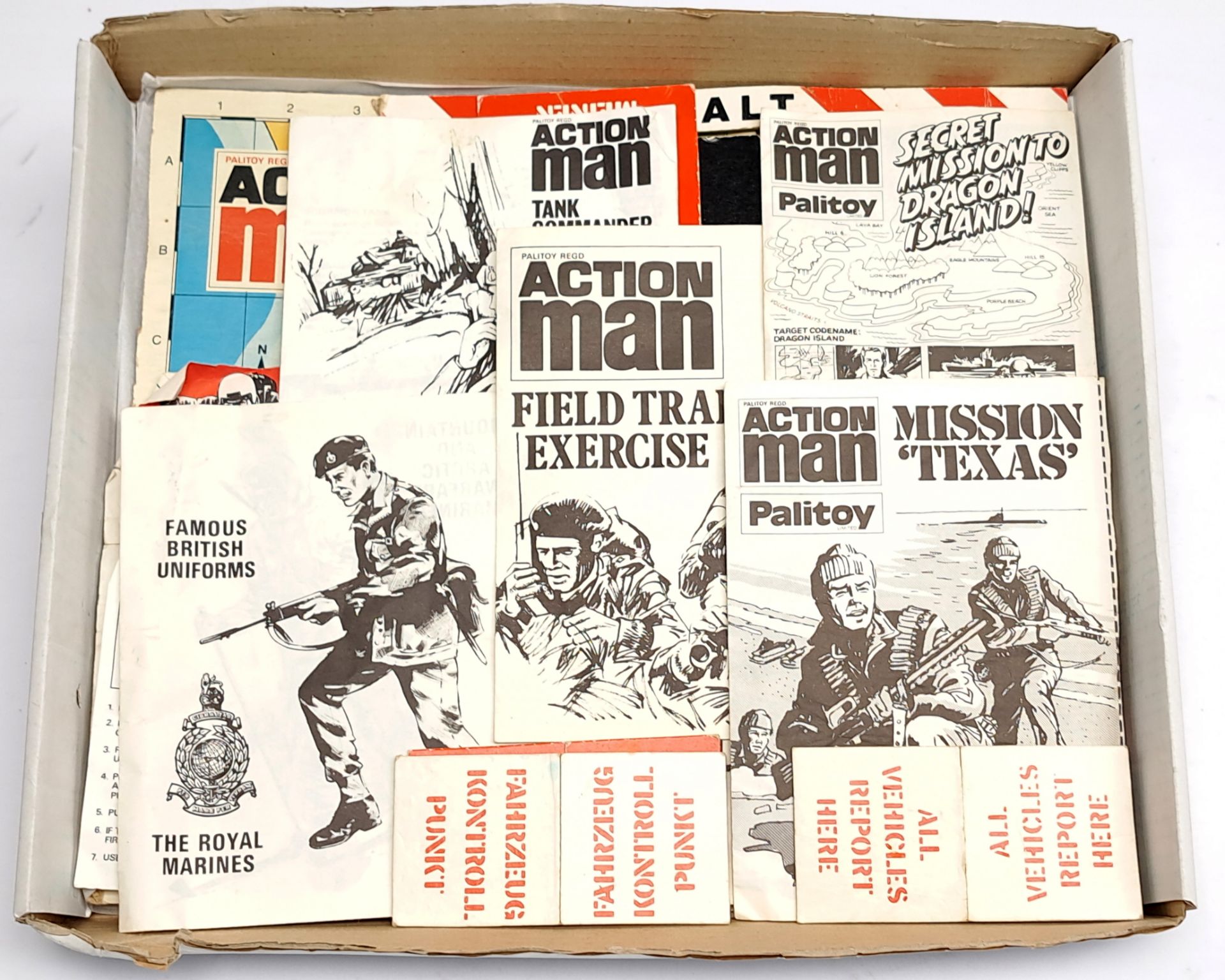 Palitoy (or similar) Action Man Vintage group of various Instruction Leaflets / Ephemera to inclu...