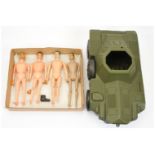 Action Man a group of vintage mixed items including 2 x flock head, gripping hand figures - both ...