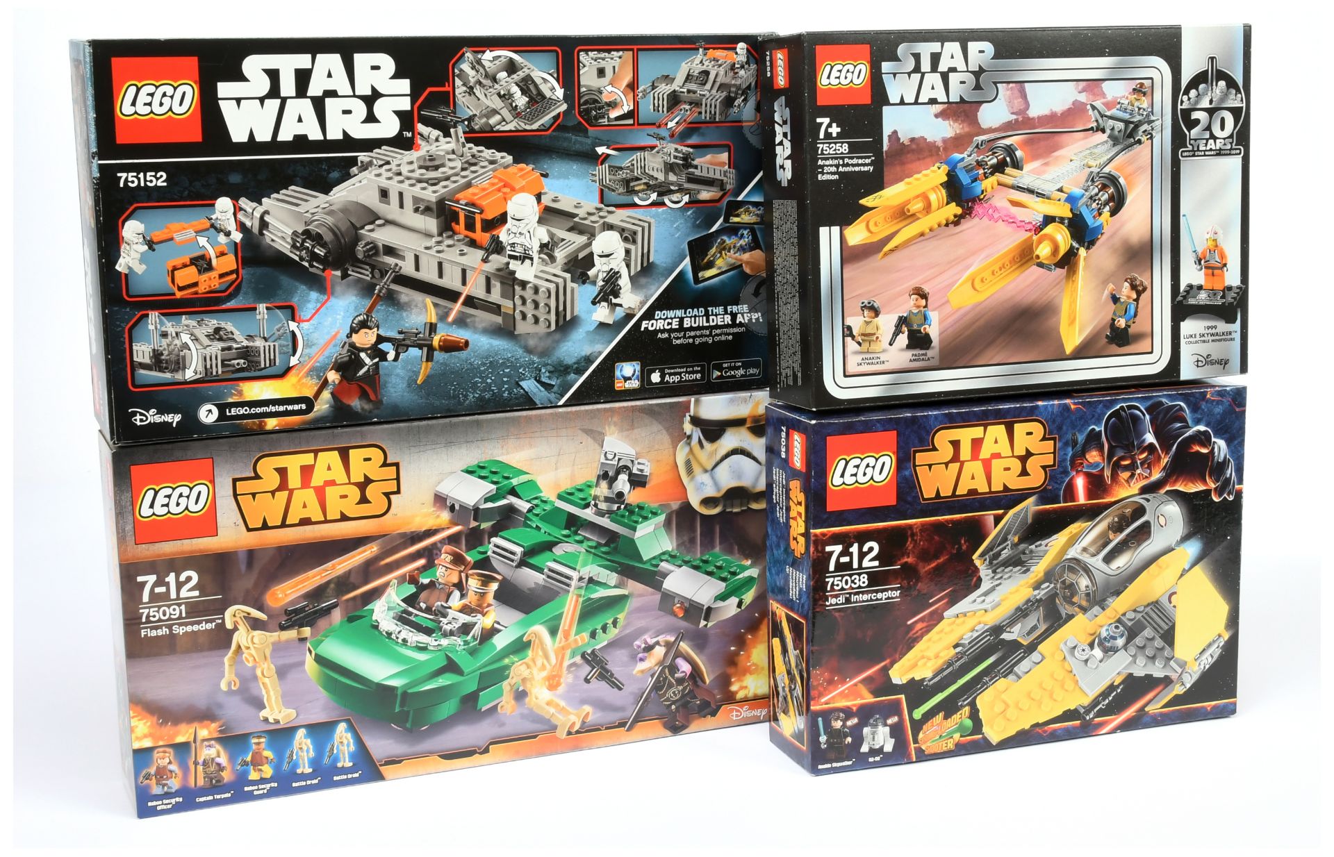 Lego Star Wars Group (1) 75152 Imperial Assault Hovertank (2) 75091 Flash Speeder (3) 75038 Jedi ...