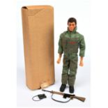 Palitoy Action Man vintage figure - dynamic body with SLR rifle and binoculars, appears to be dre...