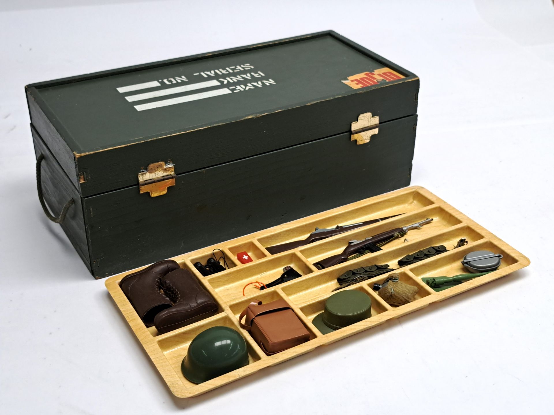 GI Joe wooden Ammunition and Accessories Kit box - dark green wood with printed top, card printed... - Image 2 of 2