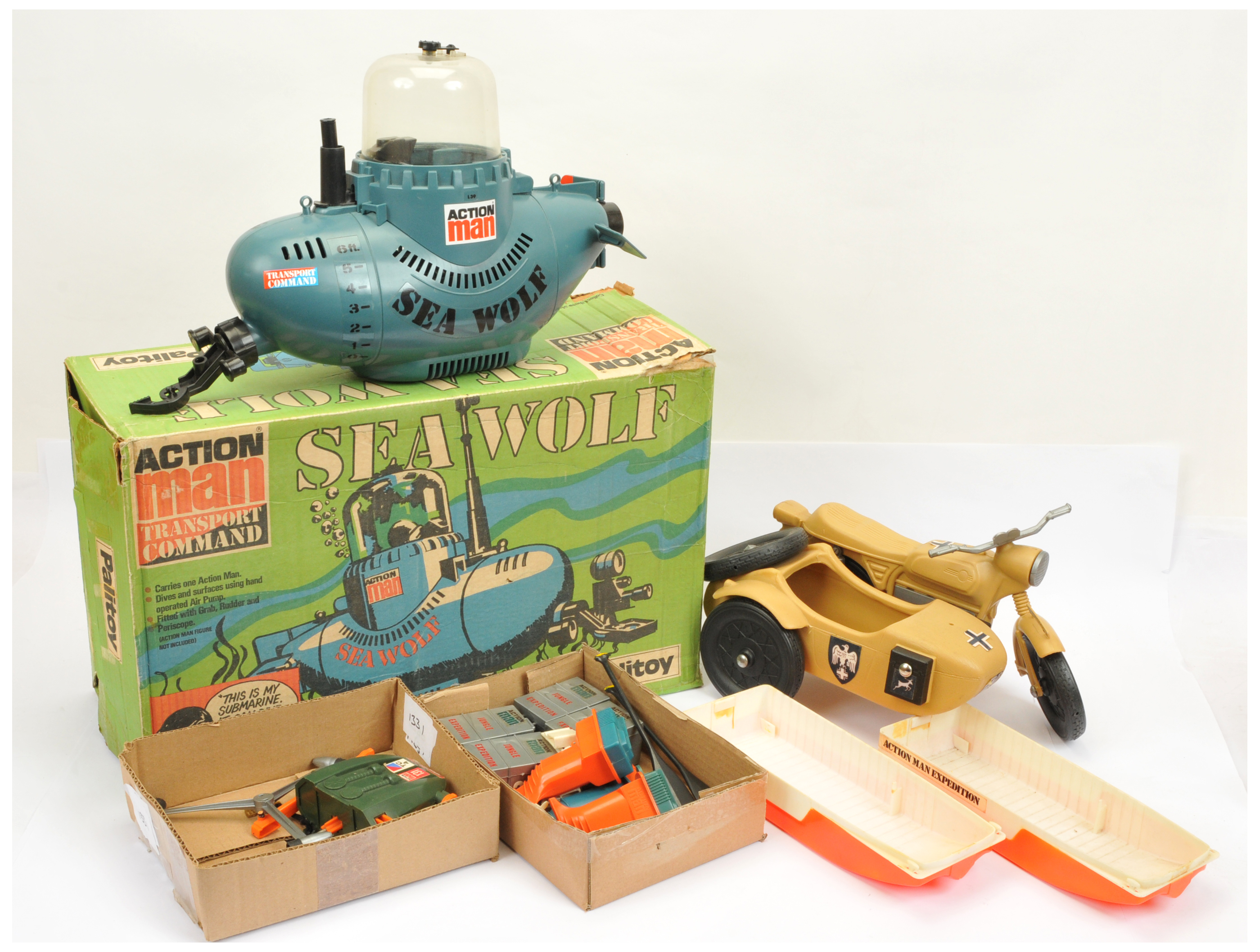 Palitoy/Cherilea Action Man Vintage group of vehicles including (1) boxed 34730 Sea Wolf Submarin...