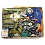 Palitoy Action Man vintage loose clothing/accessories to include guns, various part outfits, helm...