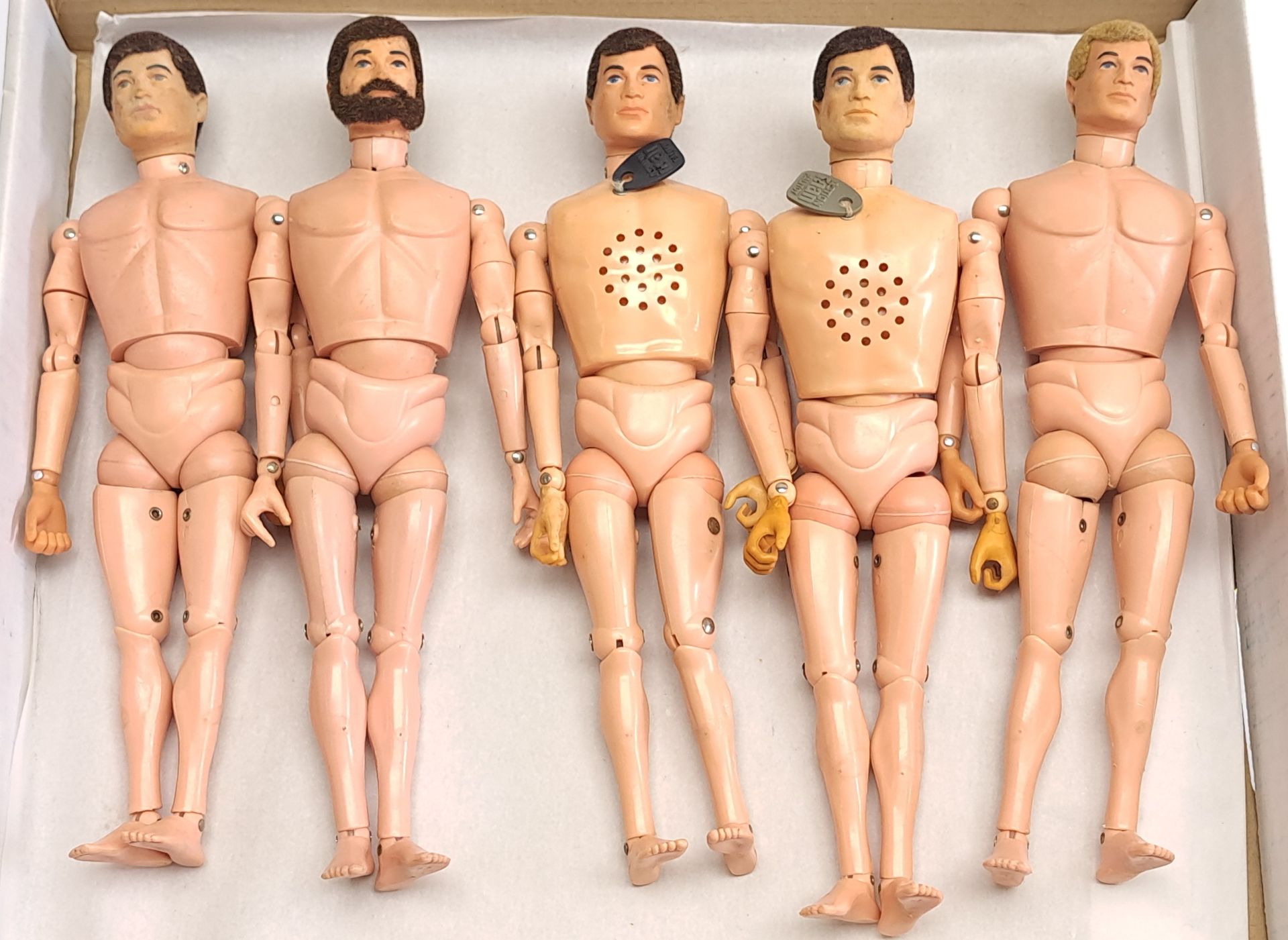 Palitoy Action Man vintage flock head figures/loose/undressed, a group which appear to be general...