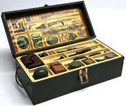 GI Joe wooden Ammunition and Accessories Kit box - dark green wood with printed top, card printed...