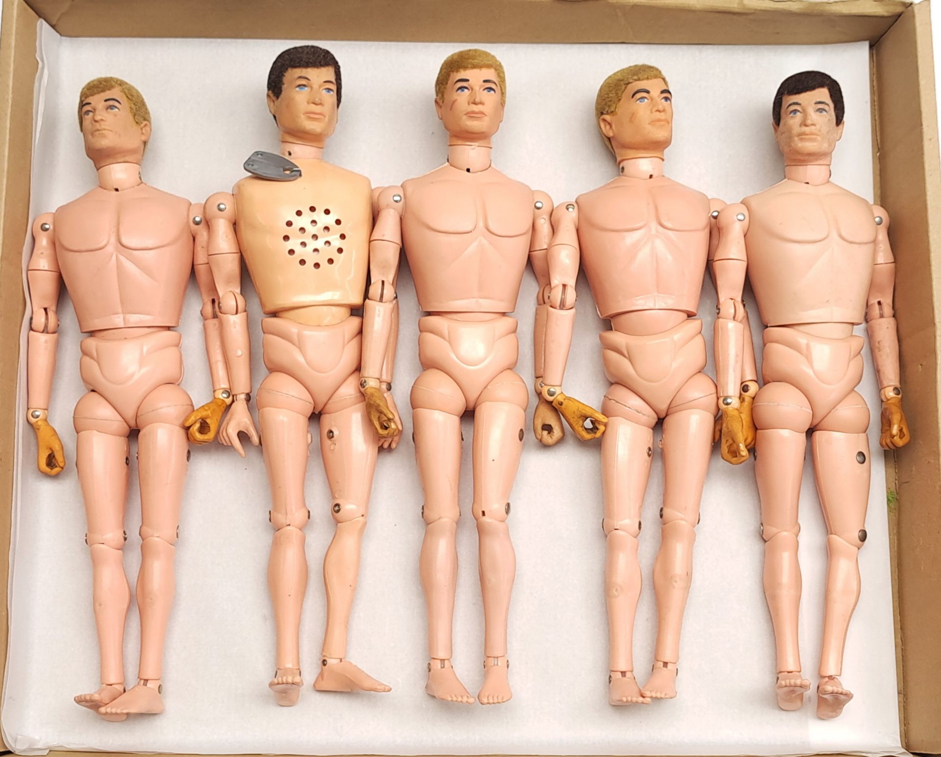 Palitoy Action Man vintage flock head figures/loose/undressed, a group which appear to be general...