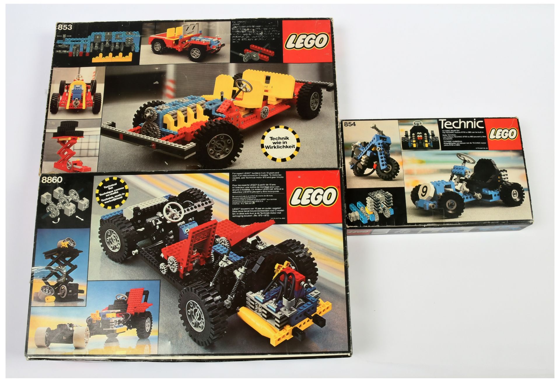 Lego Technic Group (1) 8860 Expert Builder Car Chassis (2) 853 Auto Chassis (3) 854 Go-Kart - Fai...