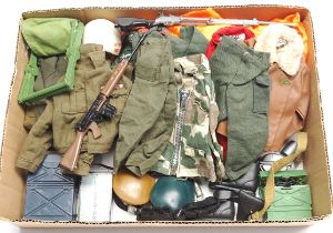 Palitoy Action Man vintage loose clothing/accessories to include guns, various part outfits, helm...