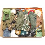 Palitoy Action Man vintage loose clothing/accessories to include guns, various part outfits, helm...