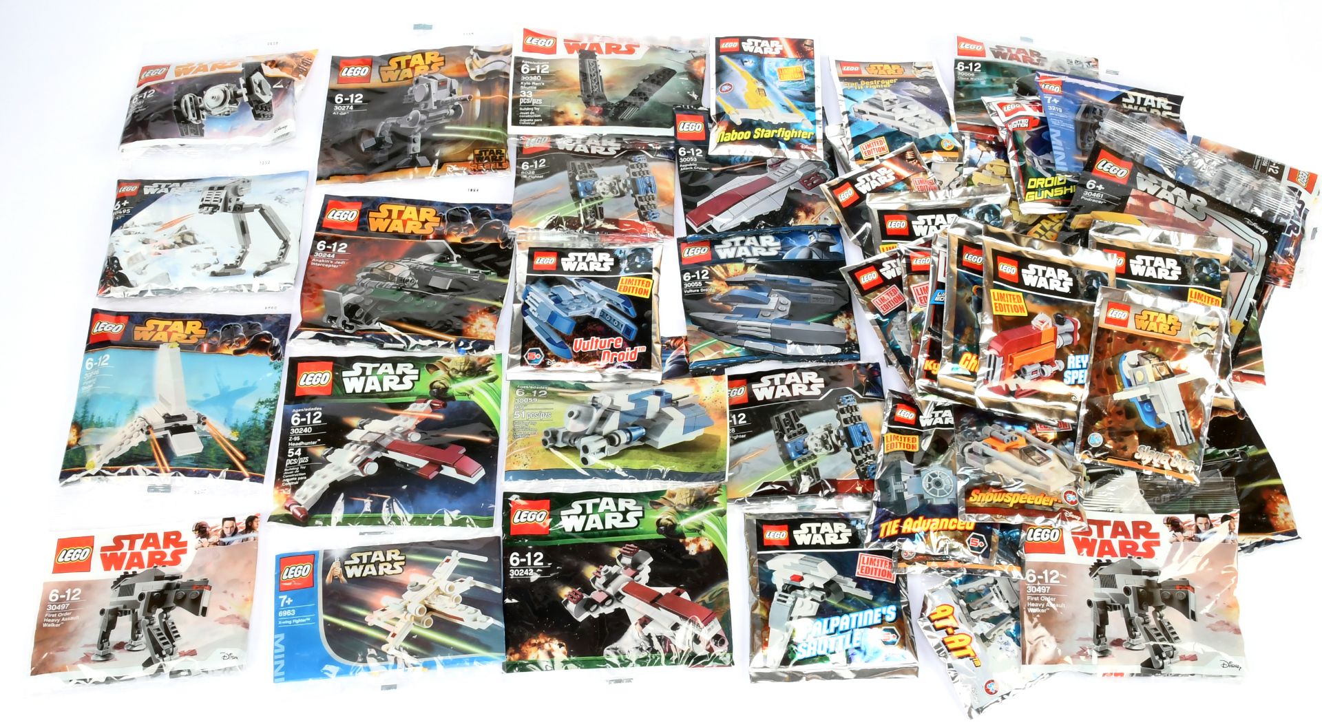 Lego Star Wars Baggie sets x 59, includes 6963 X-wing Fighter, 30246 Imperial Shuttle, 30381 Impe...