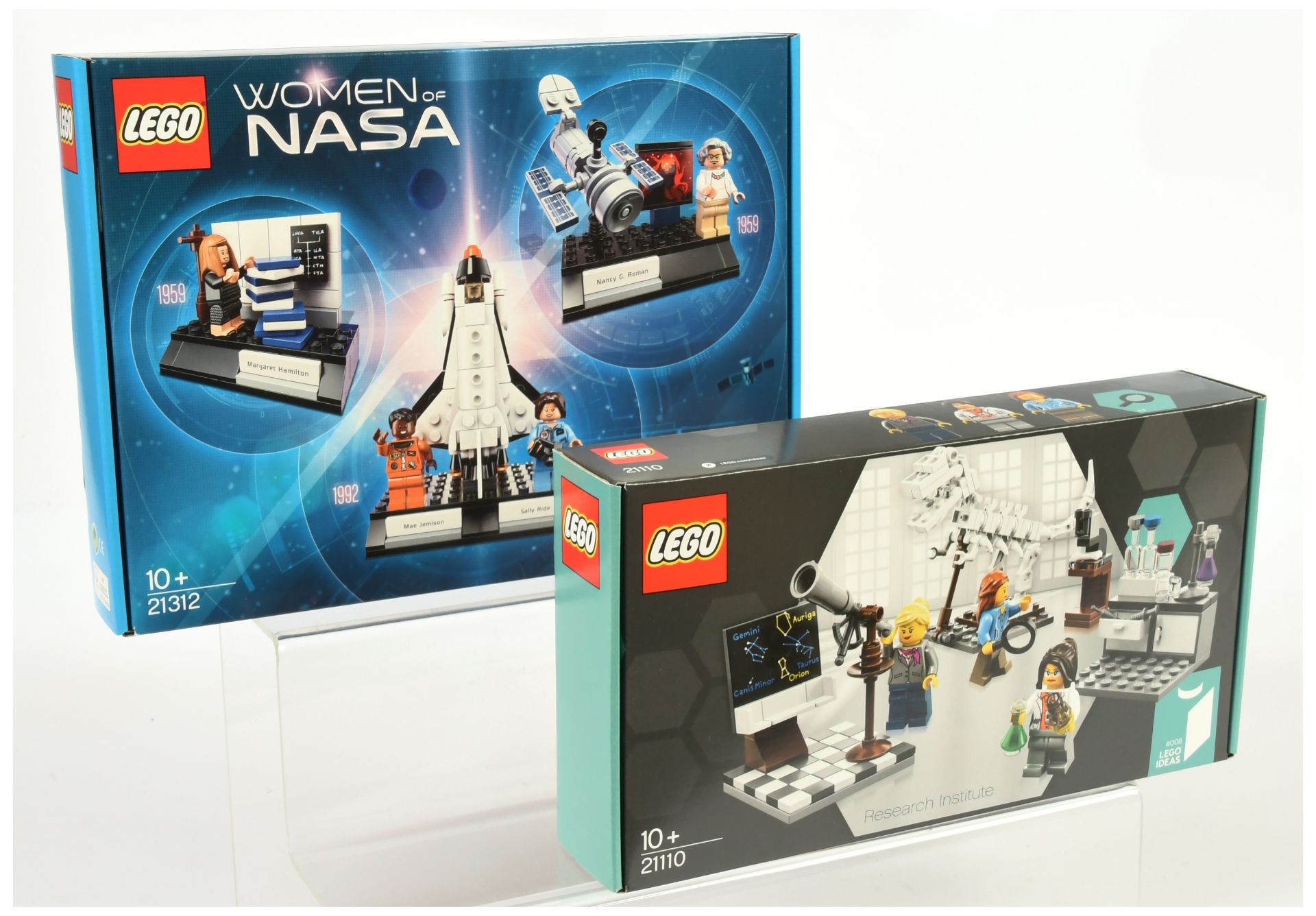 Lego Ideas a boxed pair (1) 21312 - Women of NASA; (2) 21110 - Research Institute - within Near s...