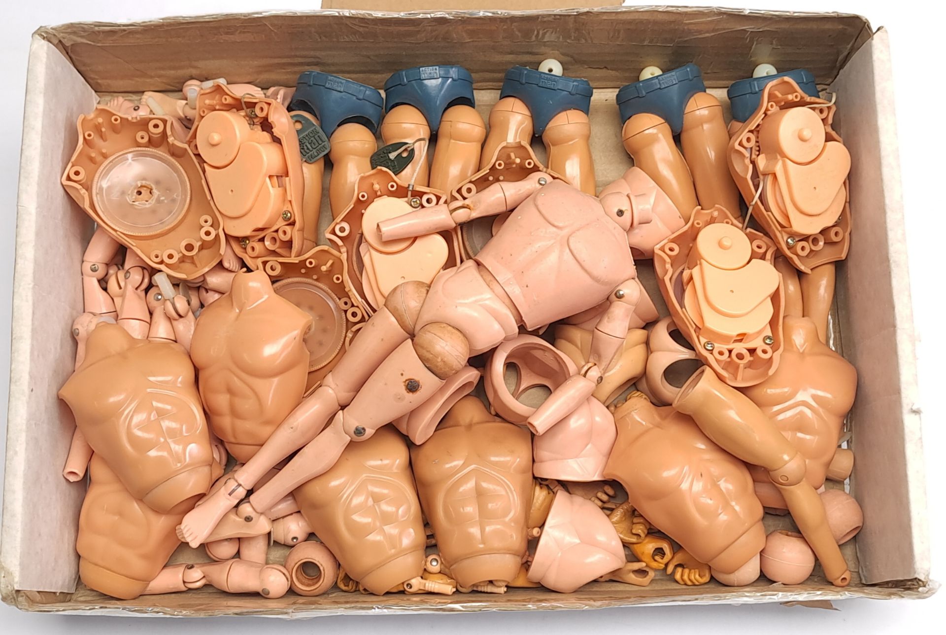 Palitoy Action Man a group of vintage figure body parts including hands, feet, arms, legs, torso'...