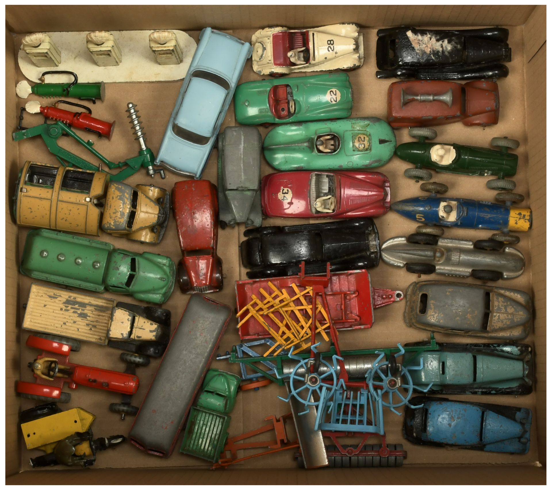 Dinky group of unboxed cars and other loose Accessories 