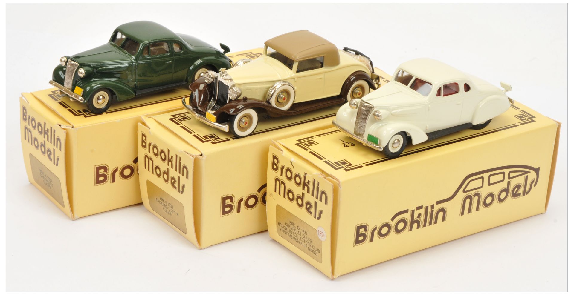 Brooklin group of models to include (1) BRK4 1937 Chevrolet Cuope
