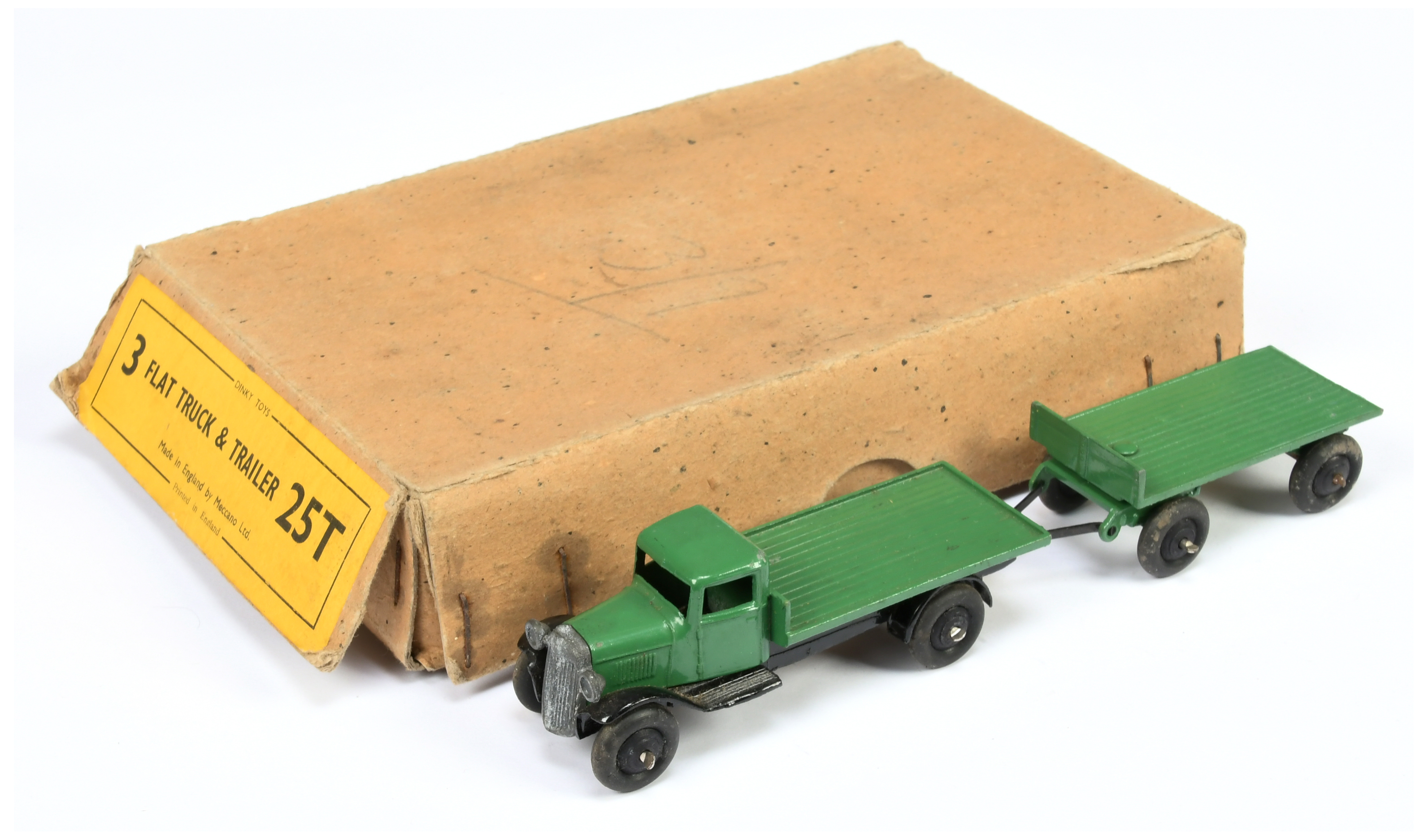 Dinky Trade Box No.25t Flat Truck with Trailer