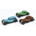 Dinky group of postwar cars.