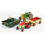 Tinplate Tank & Tractors x 3