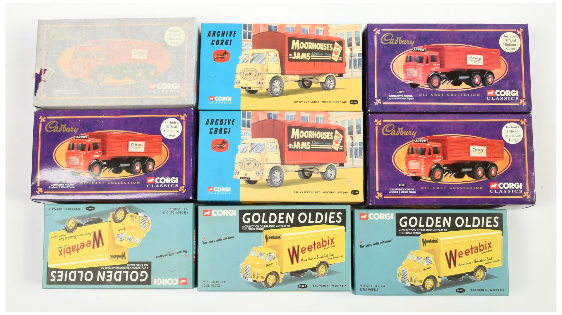 Corgi group of Lorries to include (1) 3 x 19302 Bedford S Weetabix; 