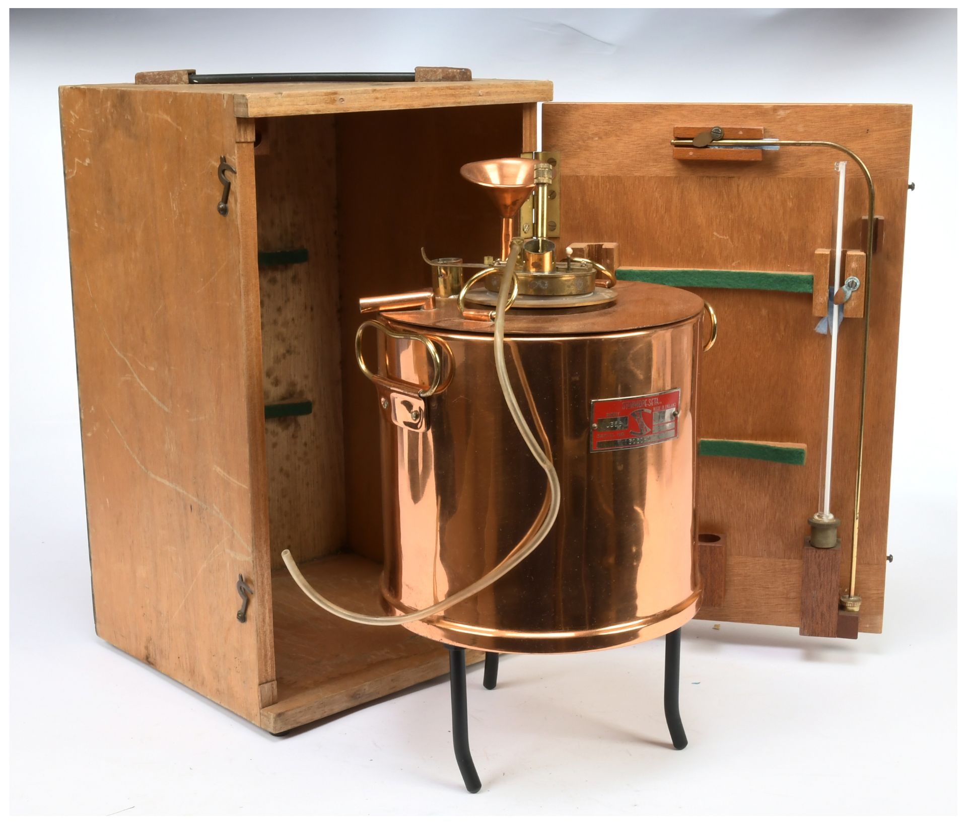 Vintage copper flash test calorimeter made by Stanhope-Seta