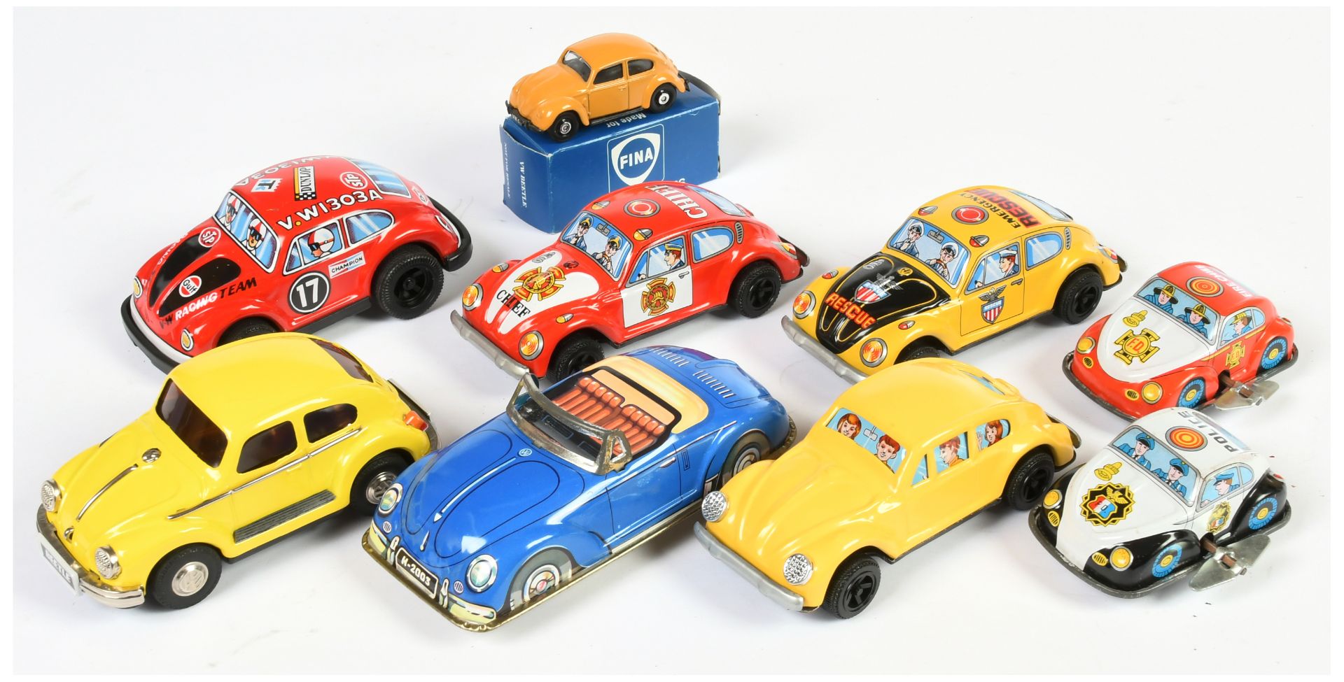 Tinplate & Diecast VW Beetles x 9