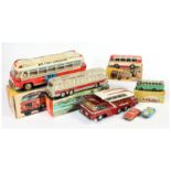 Tinplate/Plastic buses & cars x 7