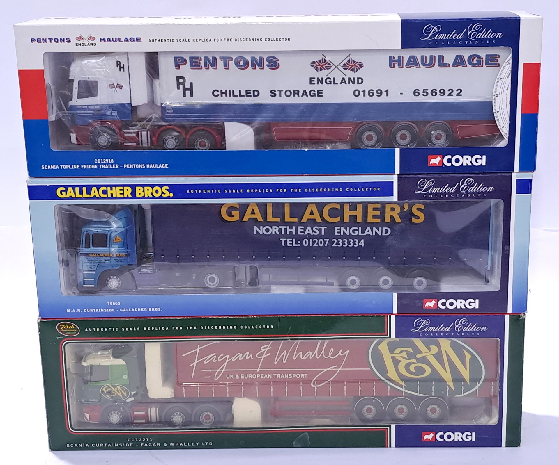 Corgi, a boxed 1:50 scale truck group. Although unchecked for completeness, conditions generally ...