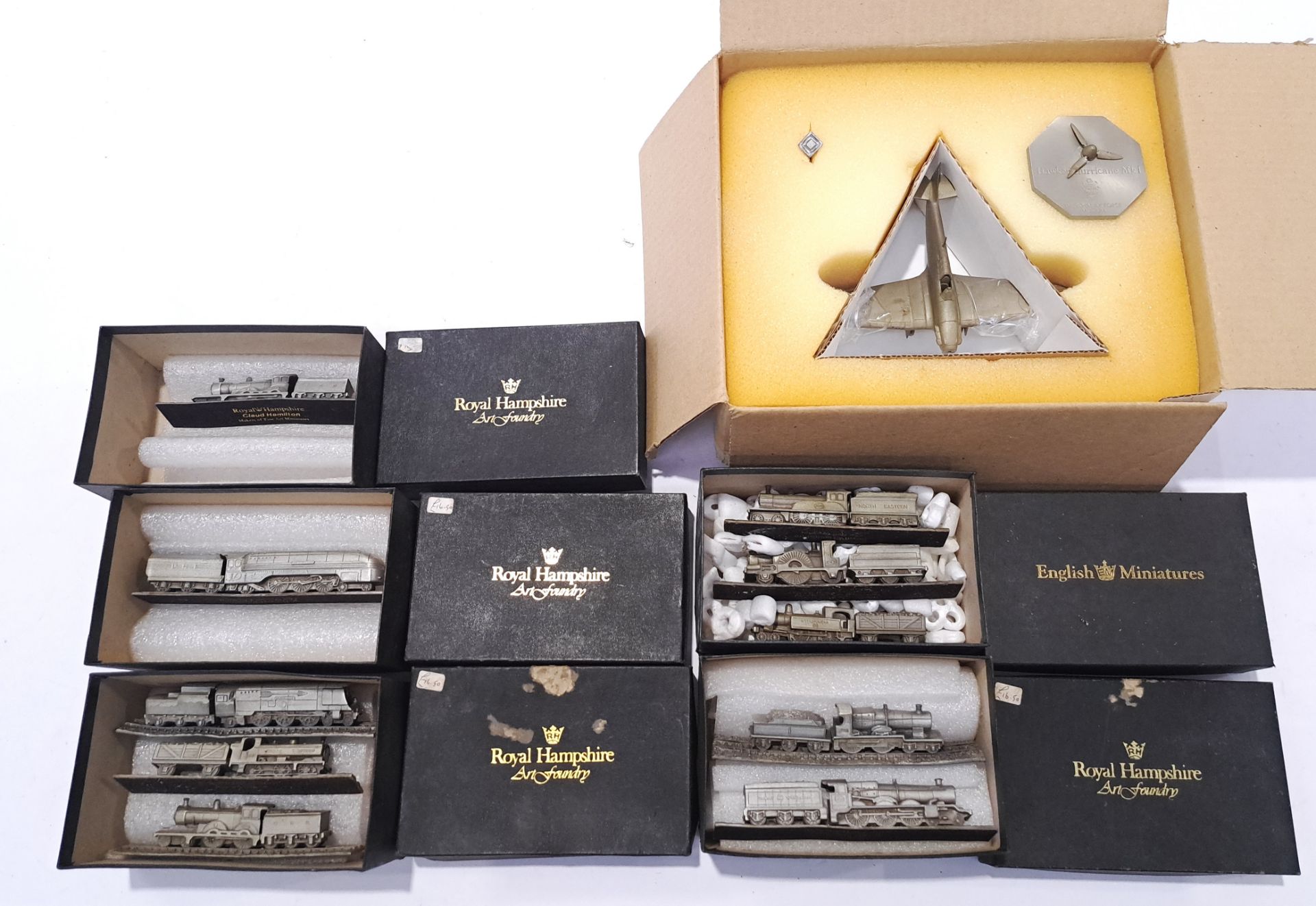 Pewter, mixed group of Trains and an Airplane. Conditions generally appear Good to Near Mint in g...