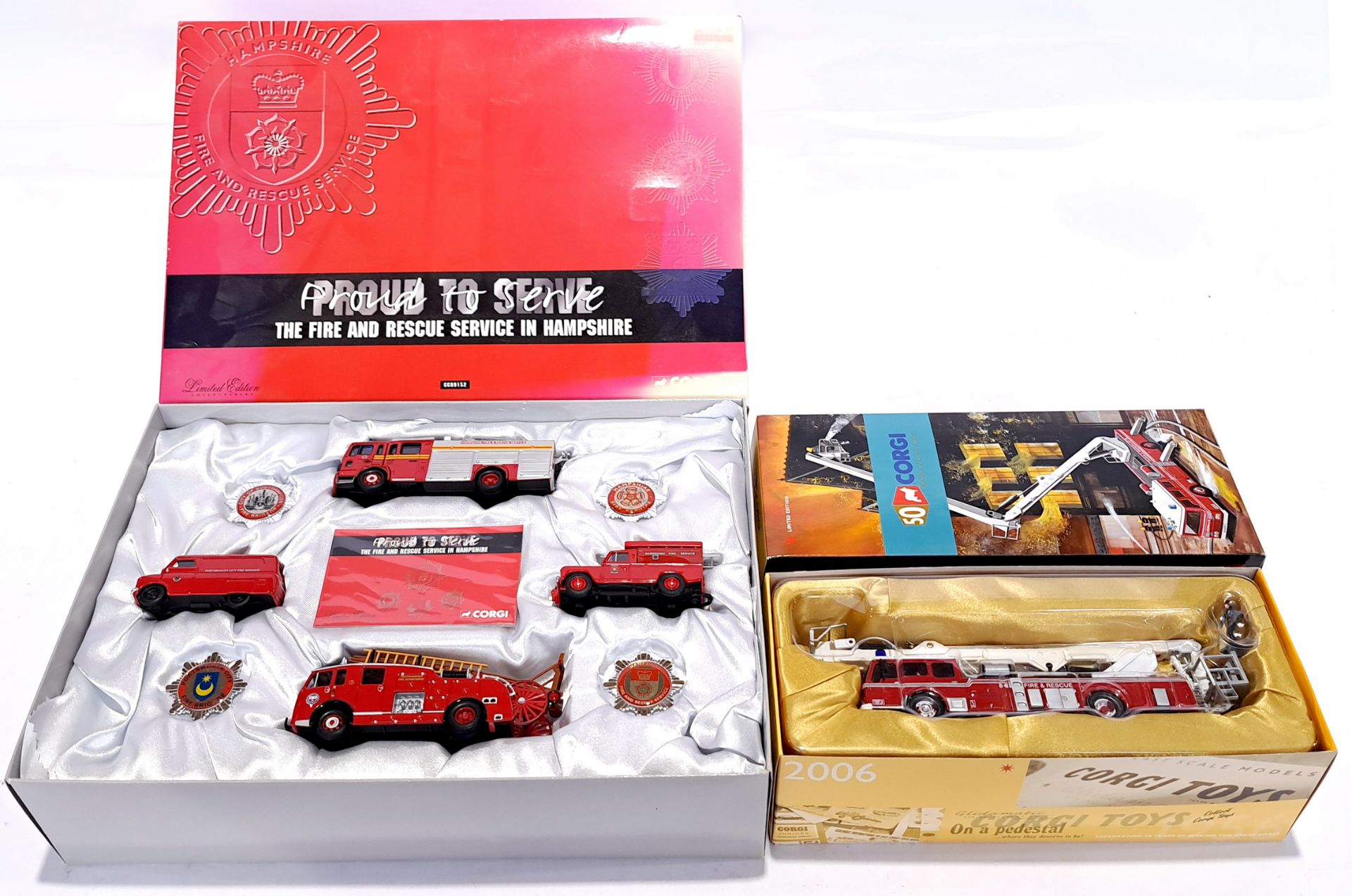 Corgi, a boxed Fire Engine related pair