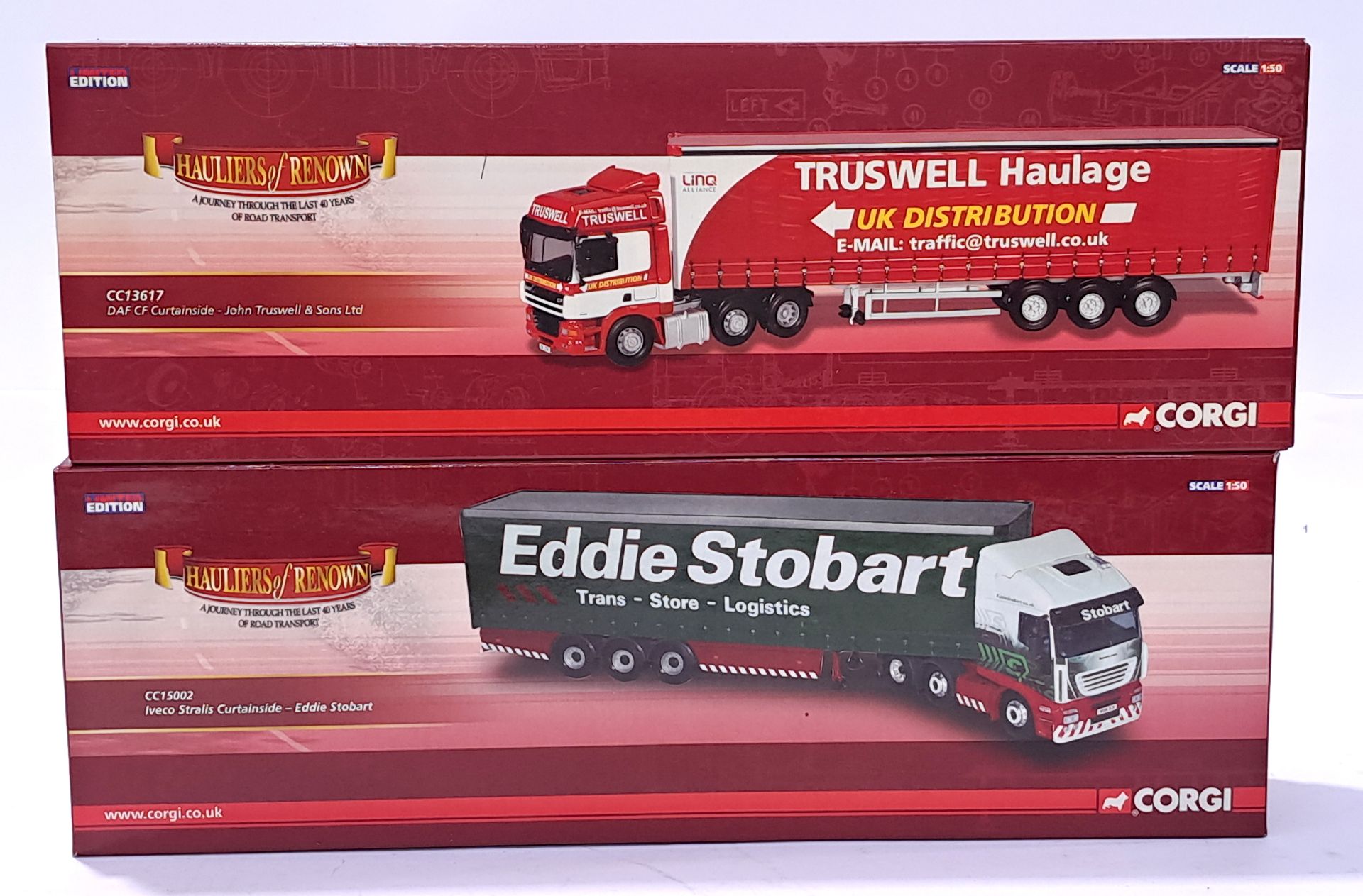 Corgi a boxed pair of 1:50 Scale Trucks (Hauliers of Renown). Unchecked for completeness. Conditi...