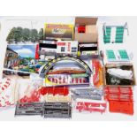 Scalextric and similar a mixed large group of Accessories including Trees, buildings and figures,...