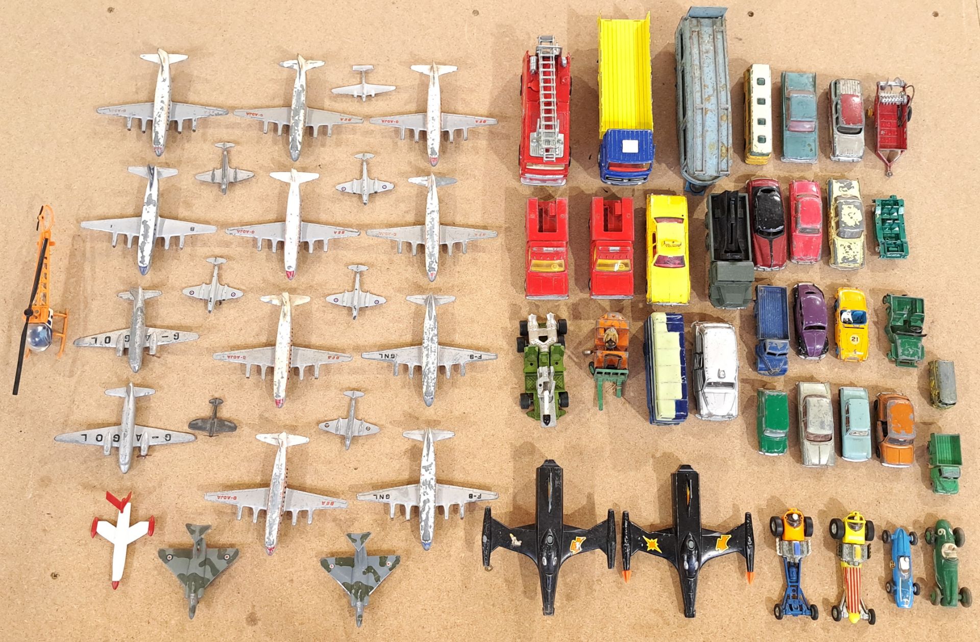 Dinky, an unboxed mixed group to include vehicles & aircraft