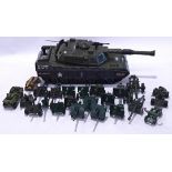 Britains and similar, a mixed unboxed group of military items. Conditions generally appear Fair t...