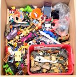 A mixture of McDonalds Toys and other Toy figures with a tub of plastic military cars. Not checke...