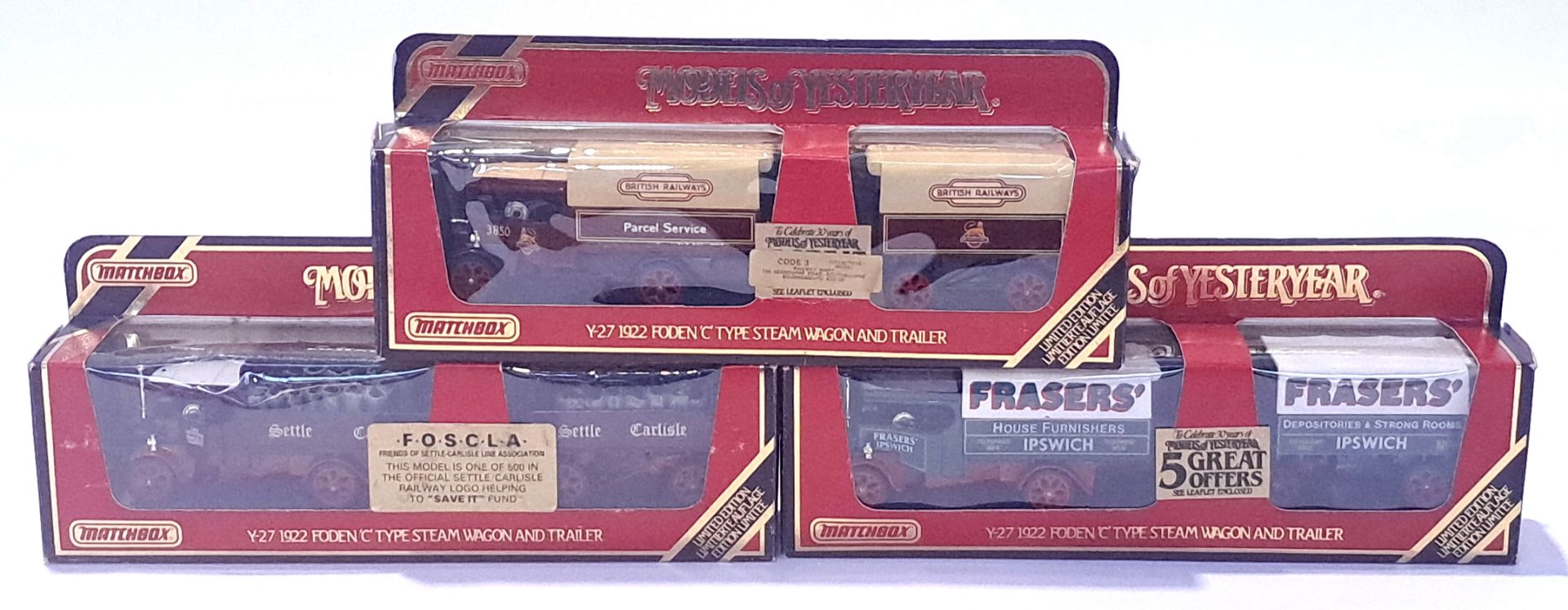 Matchbox Models of Yesteryear, a boxed trio to include Code 3 and similar. Conditions generally a...