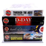 Airfix, a sealed boxed 1:72 scale aircraft plastic model kit trio, plus Airfix 1000 piece jigsaw