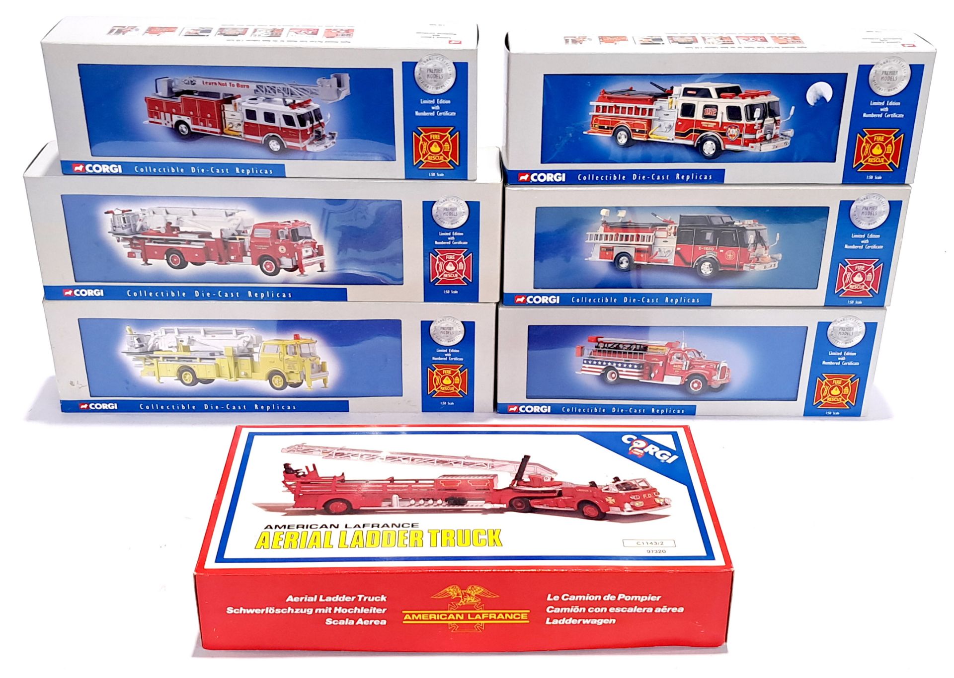 Corgi, a boxed 1:50 scale Fire Engine group