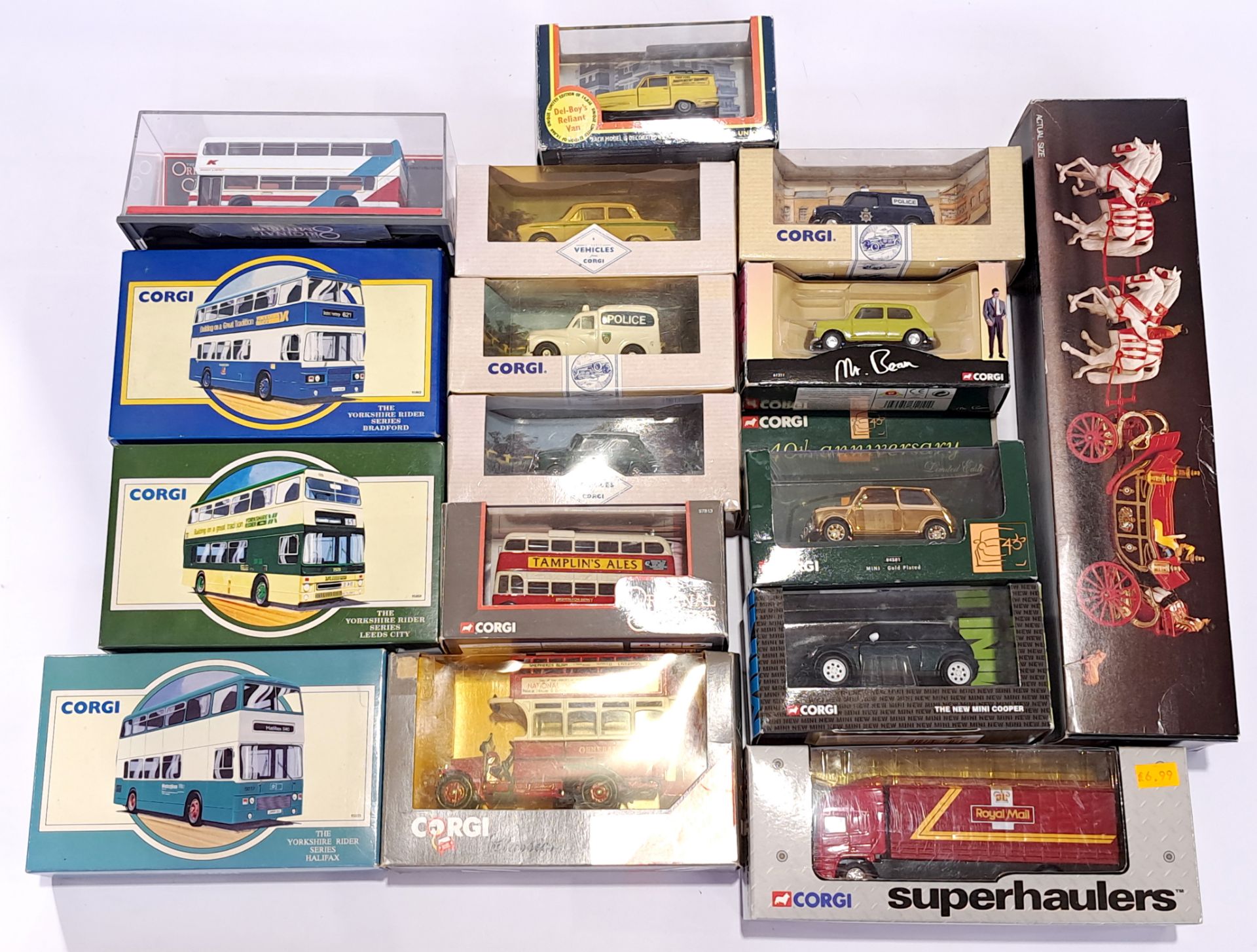 Corgi, a boxed mixed vehicle group. Also includes Lledo Only Fools & Horse's Reliant Van