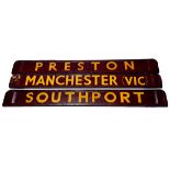 A mixture of Train/bus signs including Preston, Manchester and Southport. Conditions generally ap...