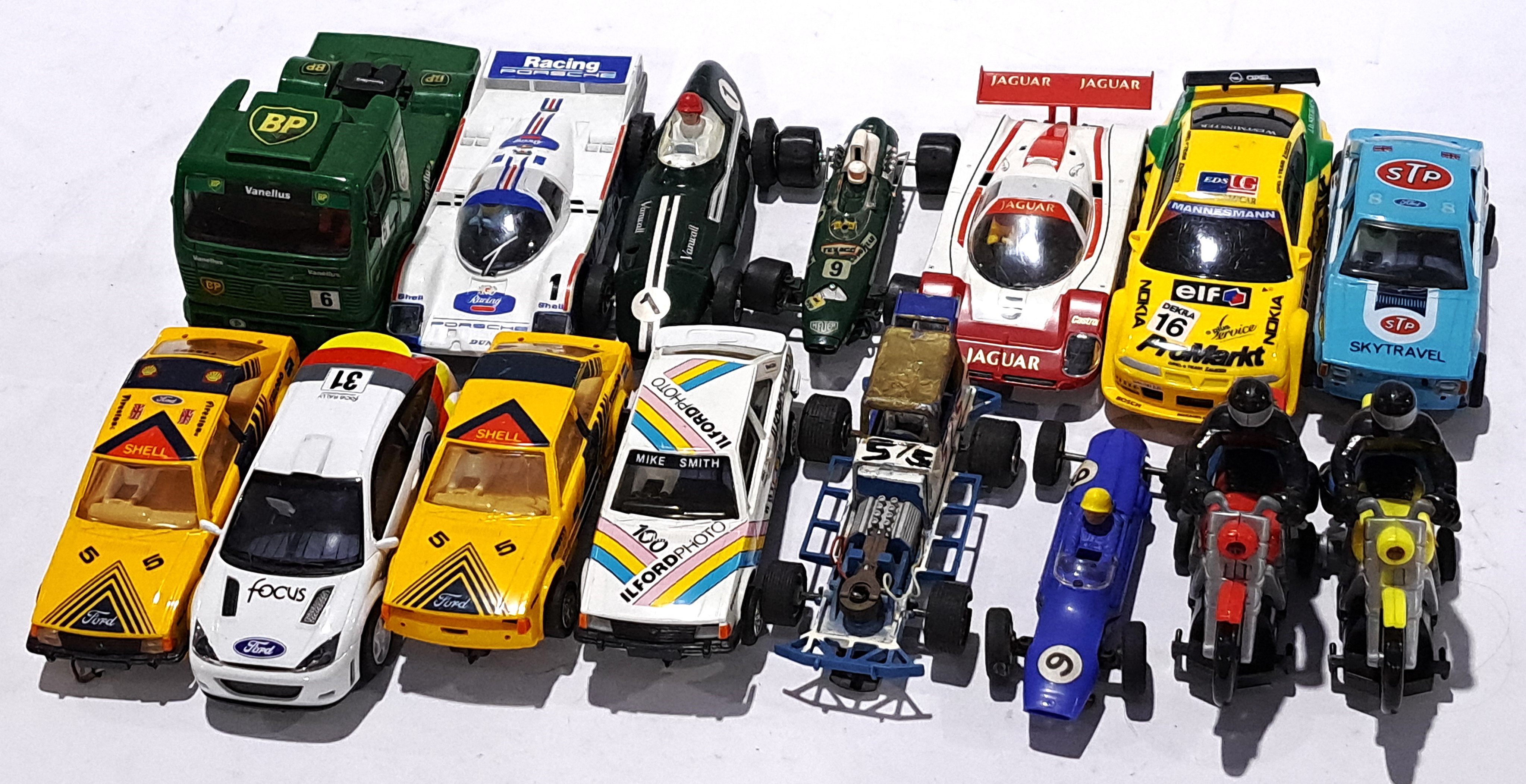 Scalextric and similar, a mixed unboxed group of Slot cars. Not checked for completeness or corre...