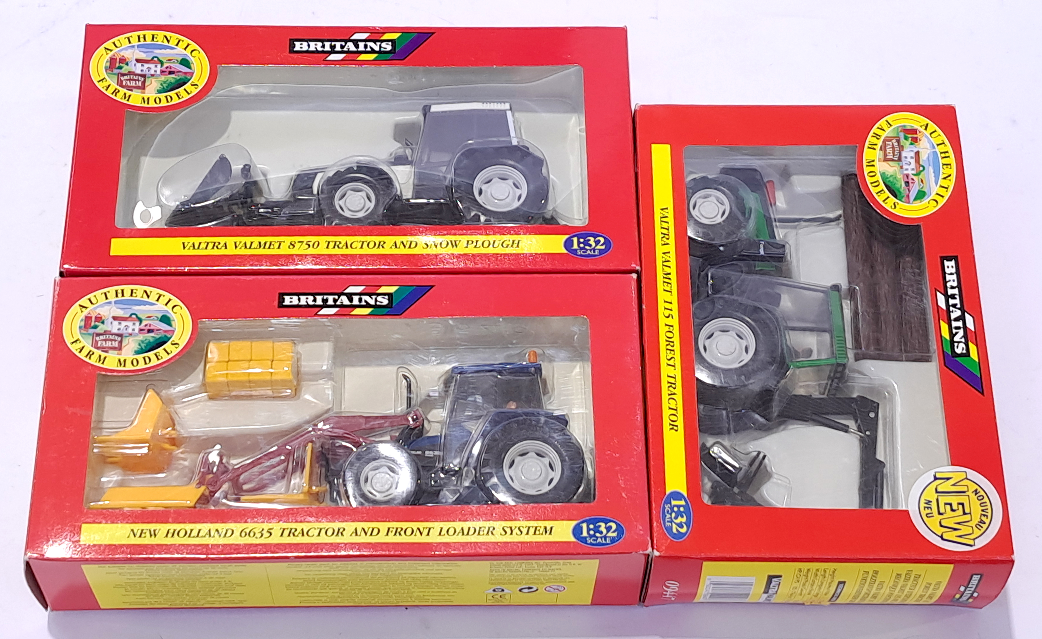 Britains Tractors 09638, 09447 and 9649 a boxed trio. Not checked for completion or correctness. ...