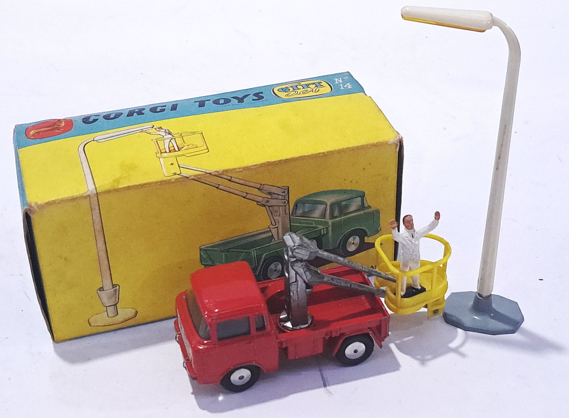 Corgi GS14 Gift Set containing Hydraulic Tower Wagon - finished in red, silver jib with yellow ba...