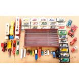 Lledo, Corgi, Dinky & similar, a boxed & unboxed vehicle group plus wall mountable cabinet