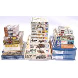 Tamiya, Italeri, Fujimi & similar, a boxed Military related plastic model kits group