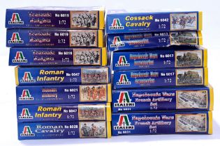 Italeri, a mixed boxed group of 1/72 scale Soldiers and accessories. Not checked for completeness...
