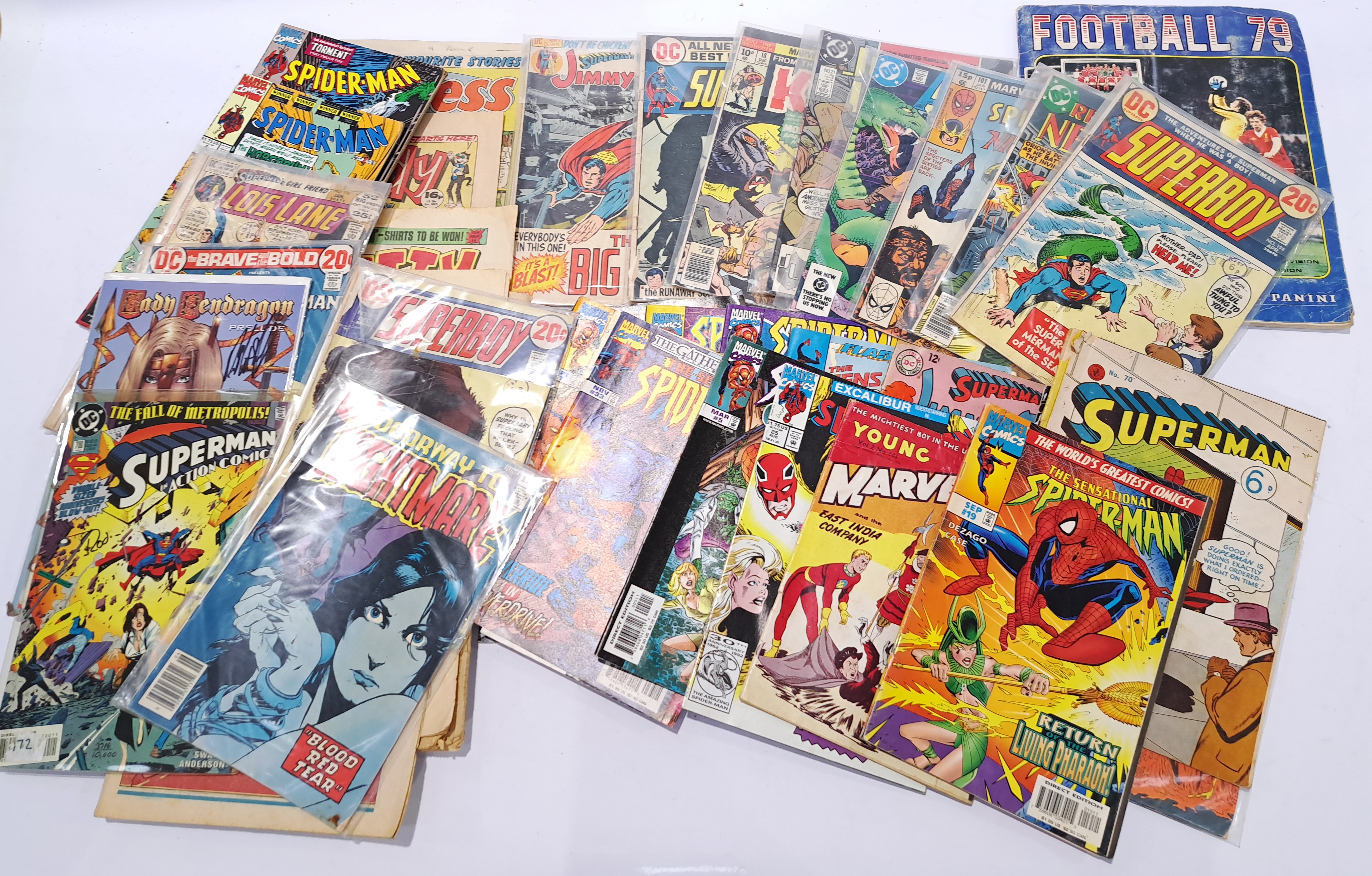 Comics and other publications, to include Marvel, DC and similar with some football sticker books...